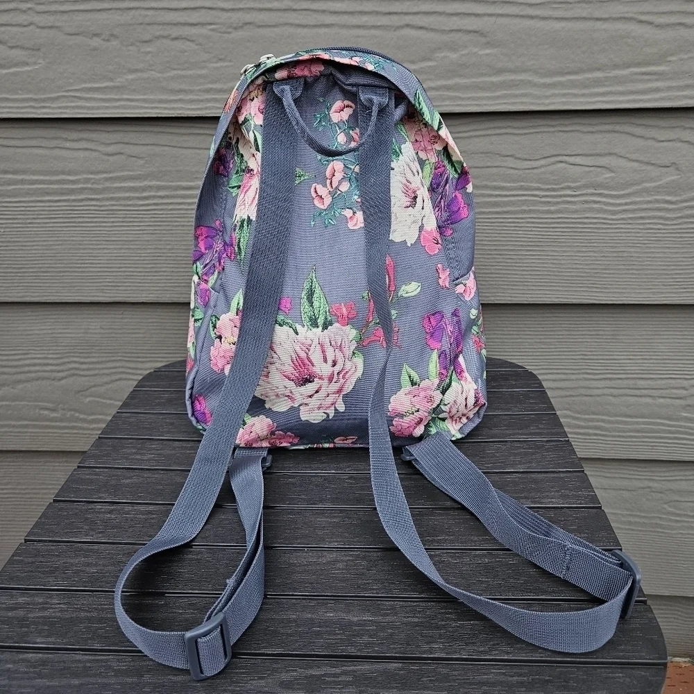 Jansport Backpack Half Pint Mini Bag Backpack Floral Print Gray Pink Purse CLEAN